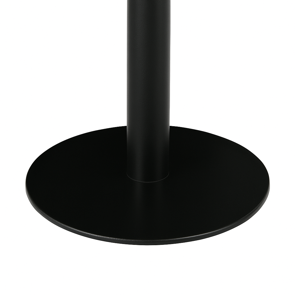 Mesa Negra 70×70 Moderna para Comedor o Bar con Tapa MDF y Base de Acero Plateado-2