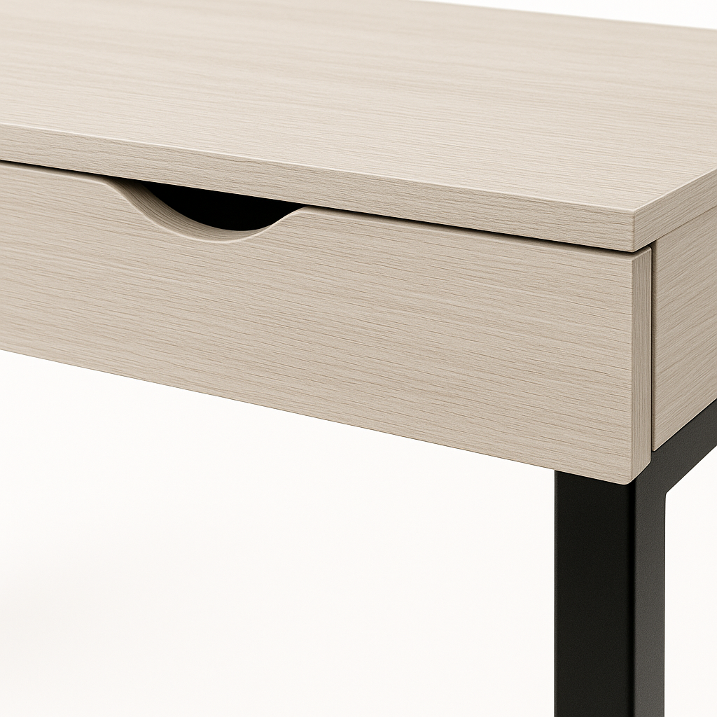 Mesa de Trabajo – MDF Alta Densidad Gris + Cajones y Base Negra-3