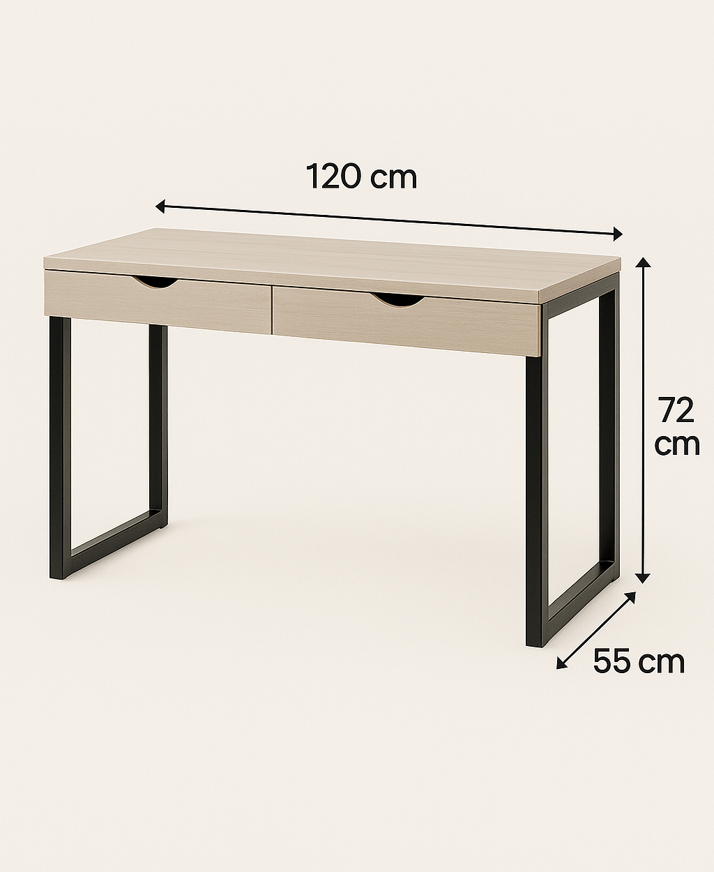 Mesa de Trabajo – MDF Alta Densidad Gris + Cajones y Base Negra-4