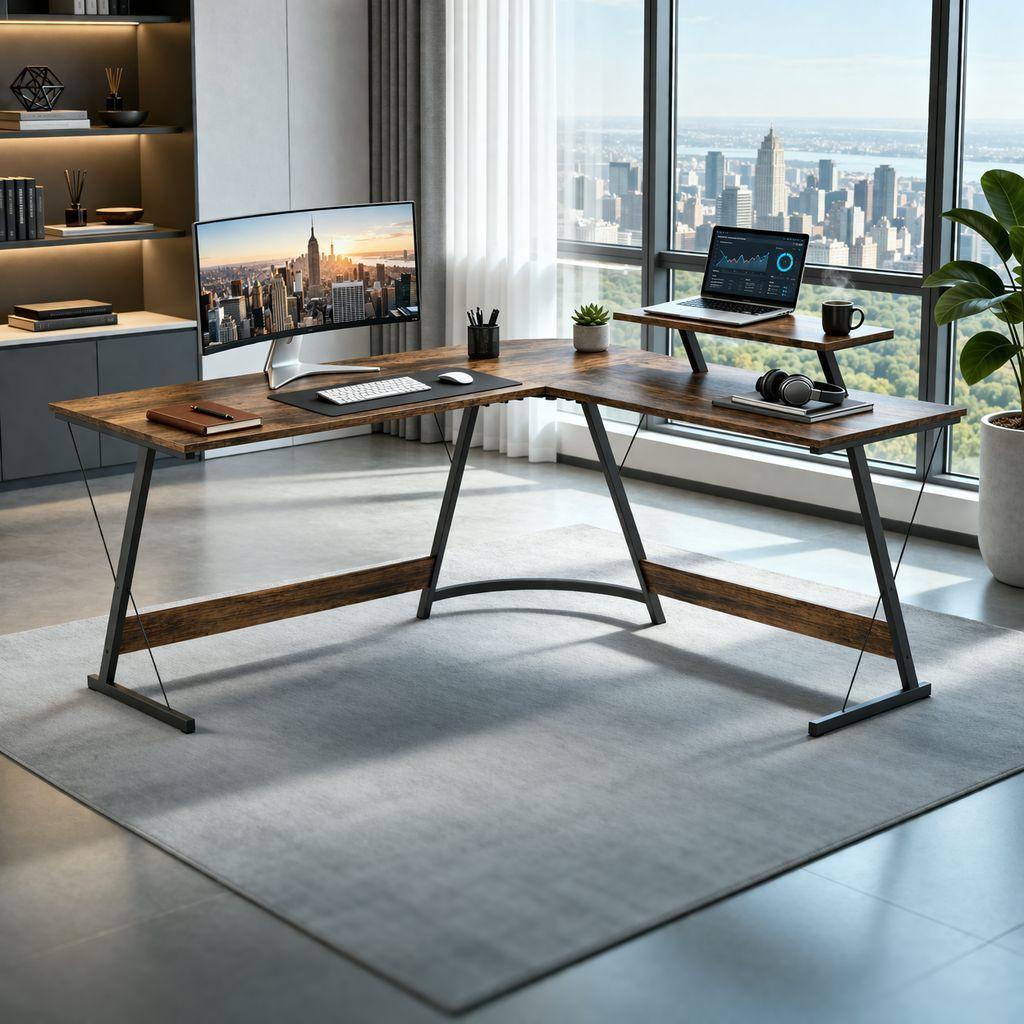 Escritorio Esquinero Madera En L Para Home Office-5