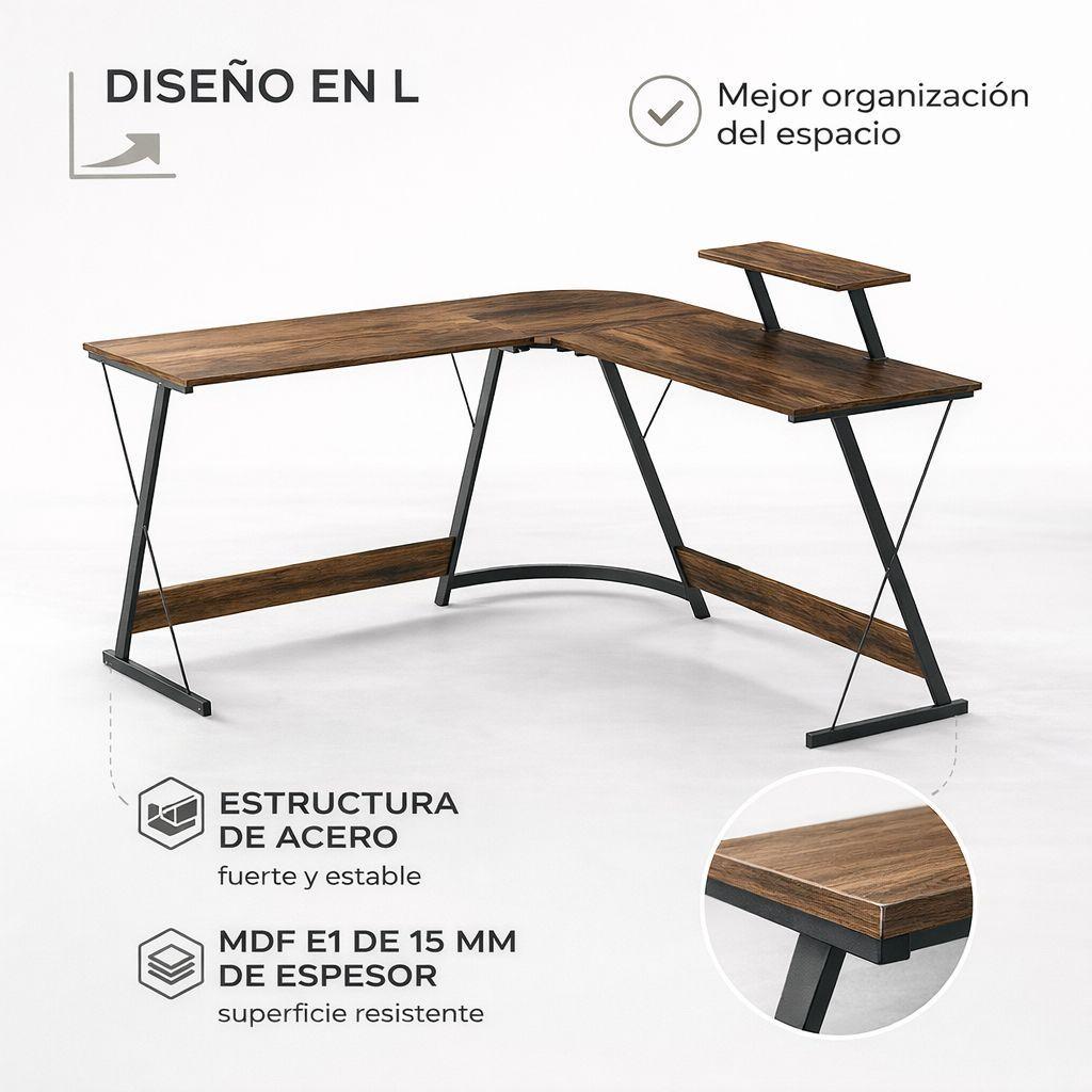 Escritorio Esquinero Madera En L Para Home Office-6