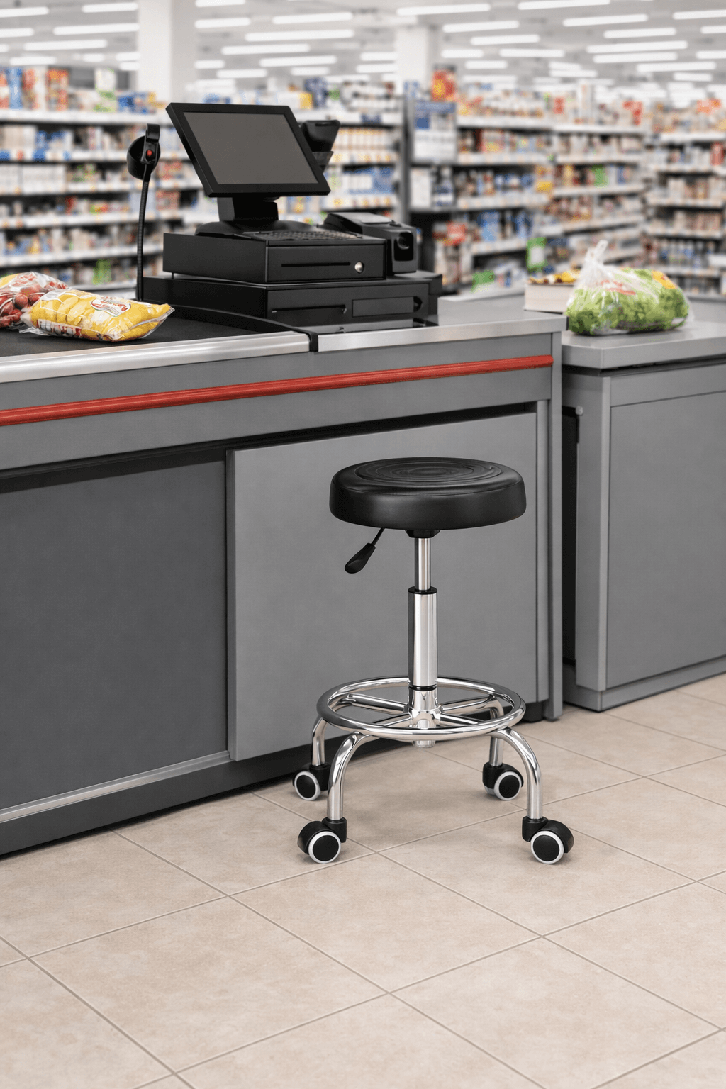 Taburete Ergonómico para Cajero 45–57 cm con Base Metálica-4