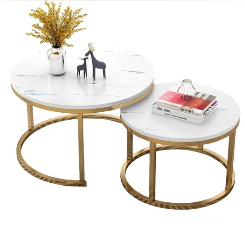 Mesa de Centro duo Elegance estilo marmol White and golden-1