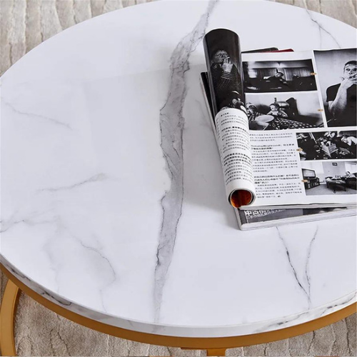 Mesa de Centro duo Elegance estilo marmol White and golden-3
