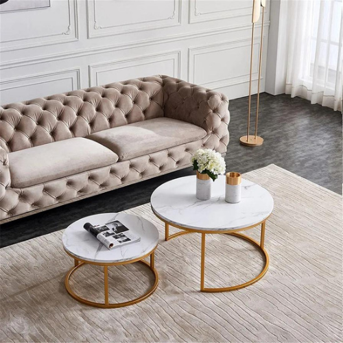 Mesa de Centro duo Elegance estilo marmol White and golden-5