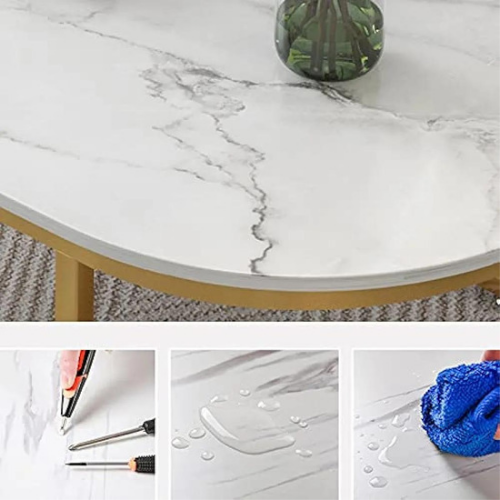 Mesa de Centro duo Elegance estilo marmol White and golden-6