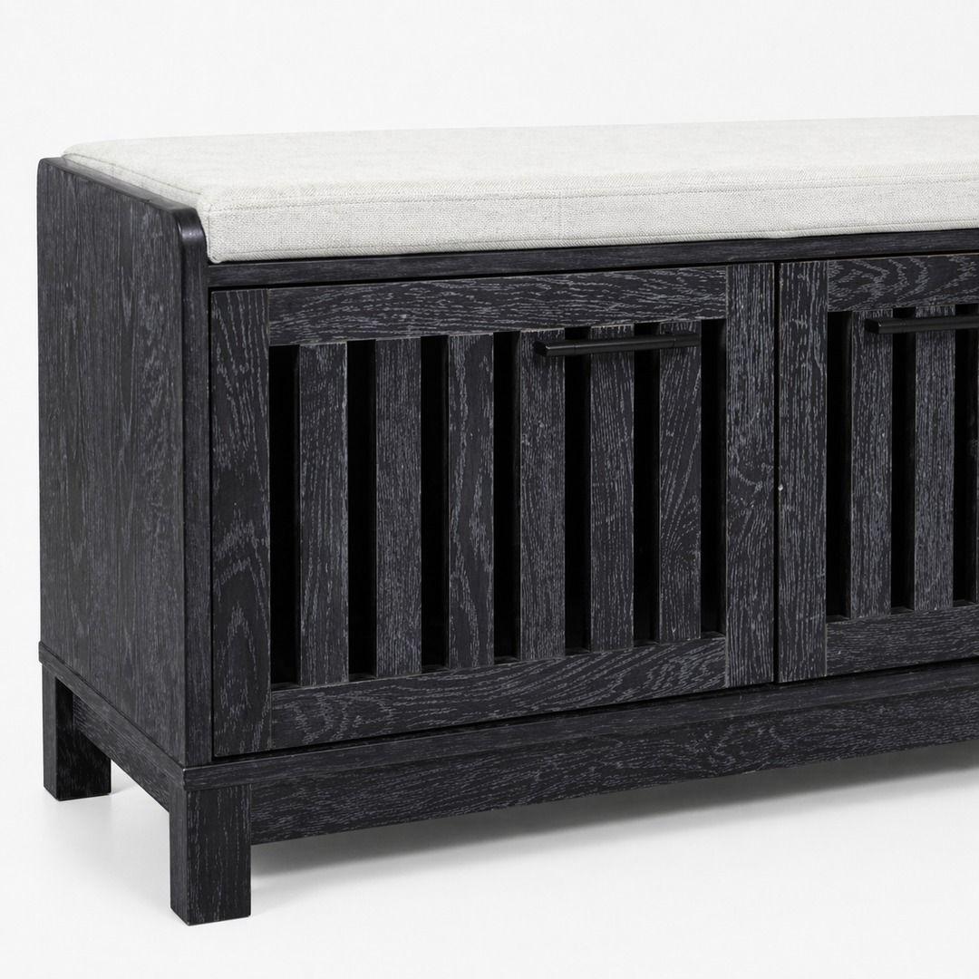 Banca Zapatero Gris 80x30x45 Cm Con Cojín-2