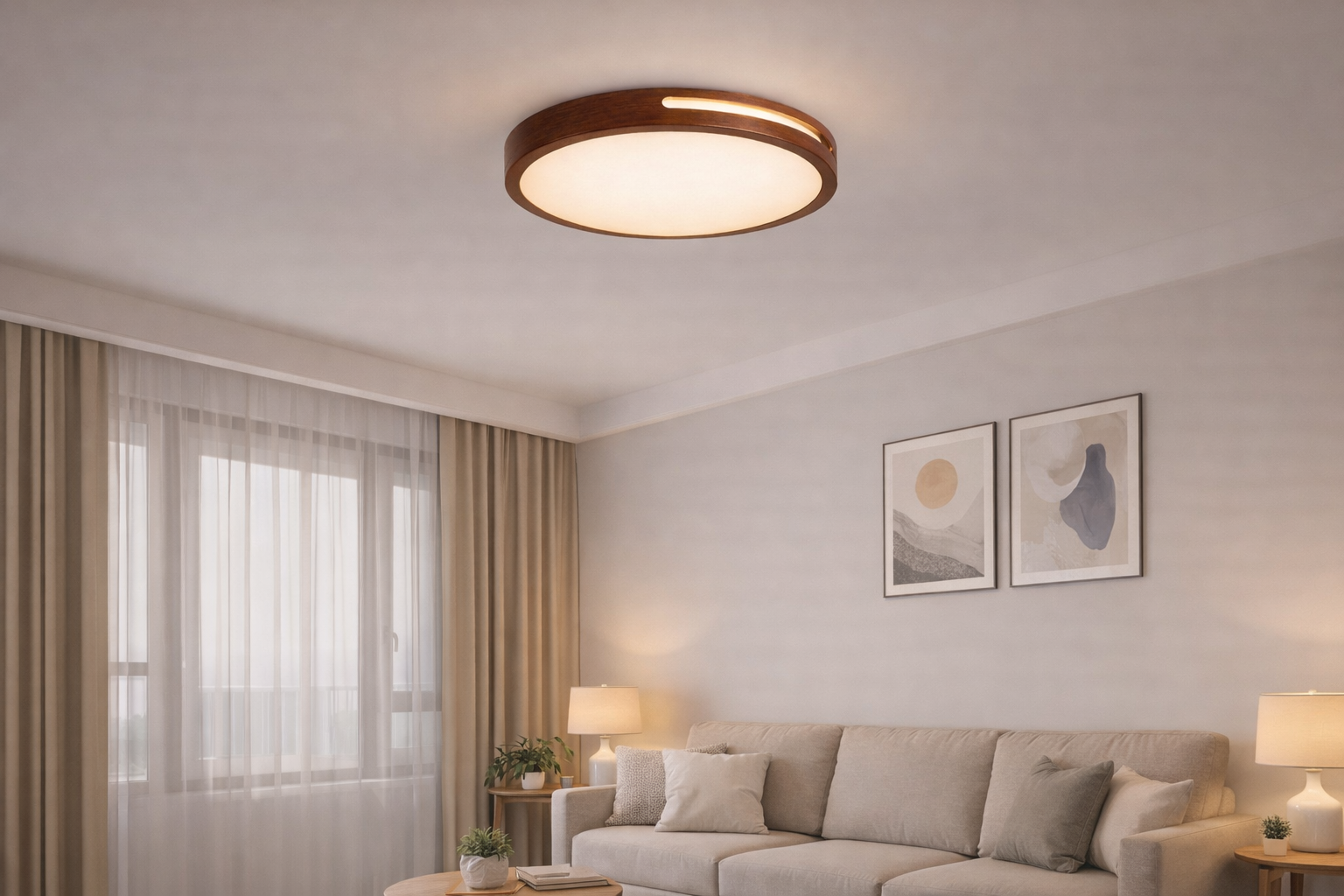 Plafón LED Redondo Urvi 36W Madera Oscura 30cm-4