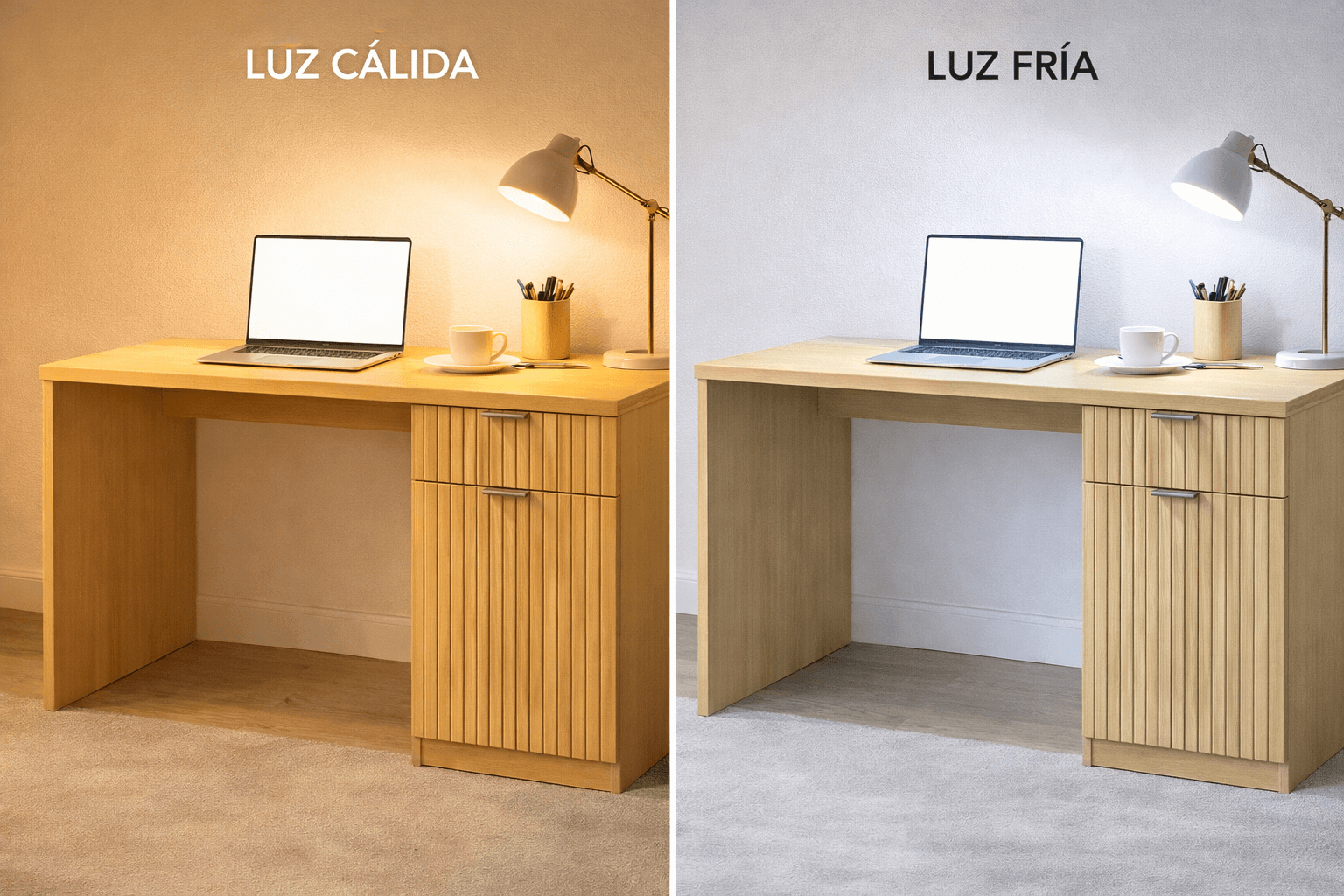 Escritorio Moderno 120 cm Madera Natural Melamina PB E1 Con Almacenamiento-3