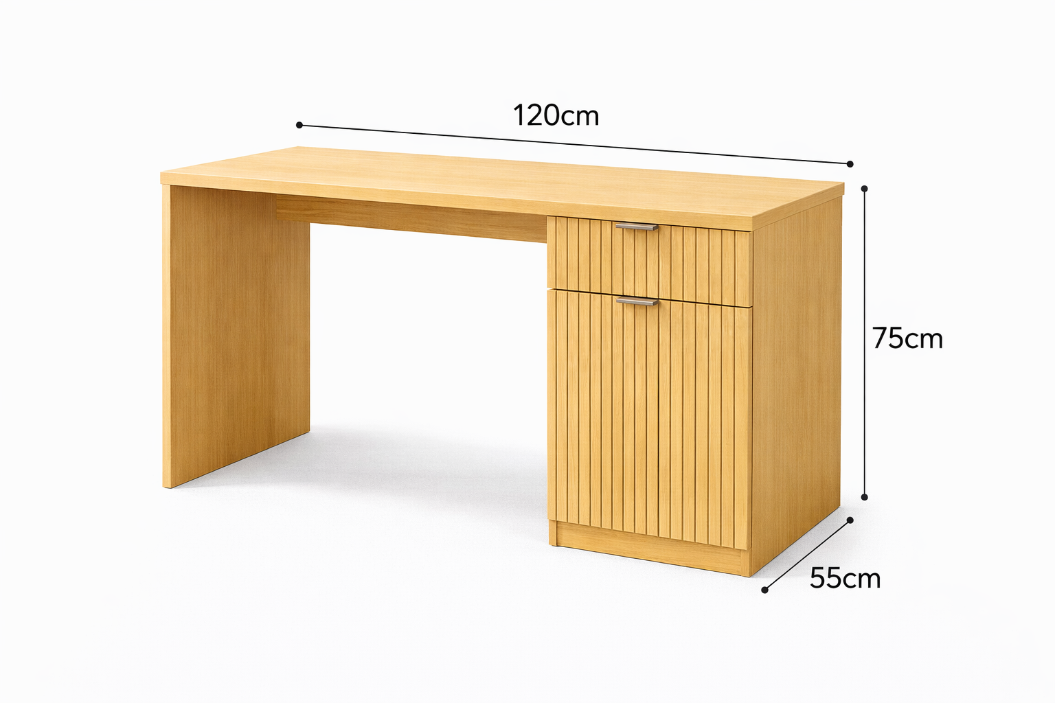 Escritorio Moderno 120 cm Madera Natural Melamina PB E1 Con Almacenamiento-7