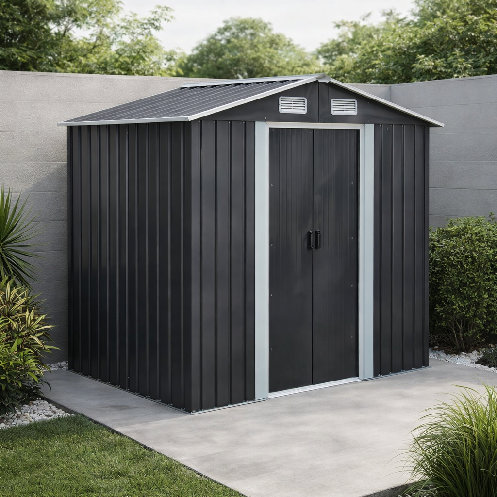 Bodega Exterior Para Jardin De Acero 183x119x186 cm Puertas Corredizas-3