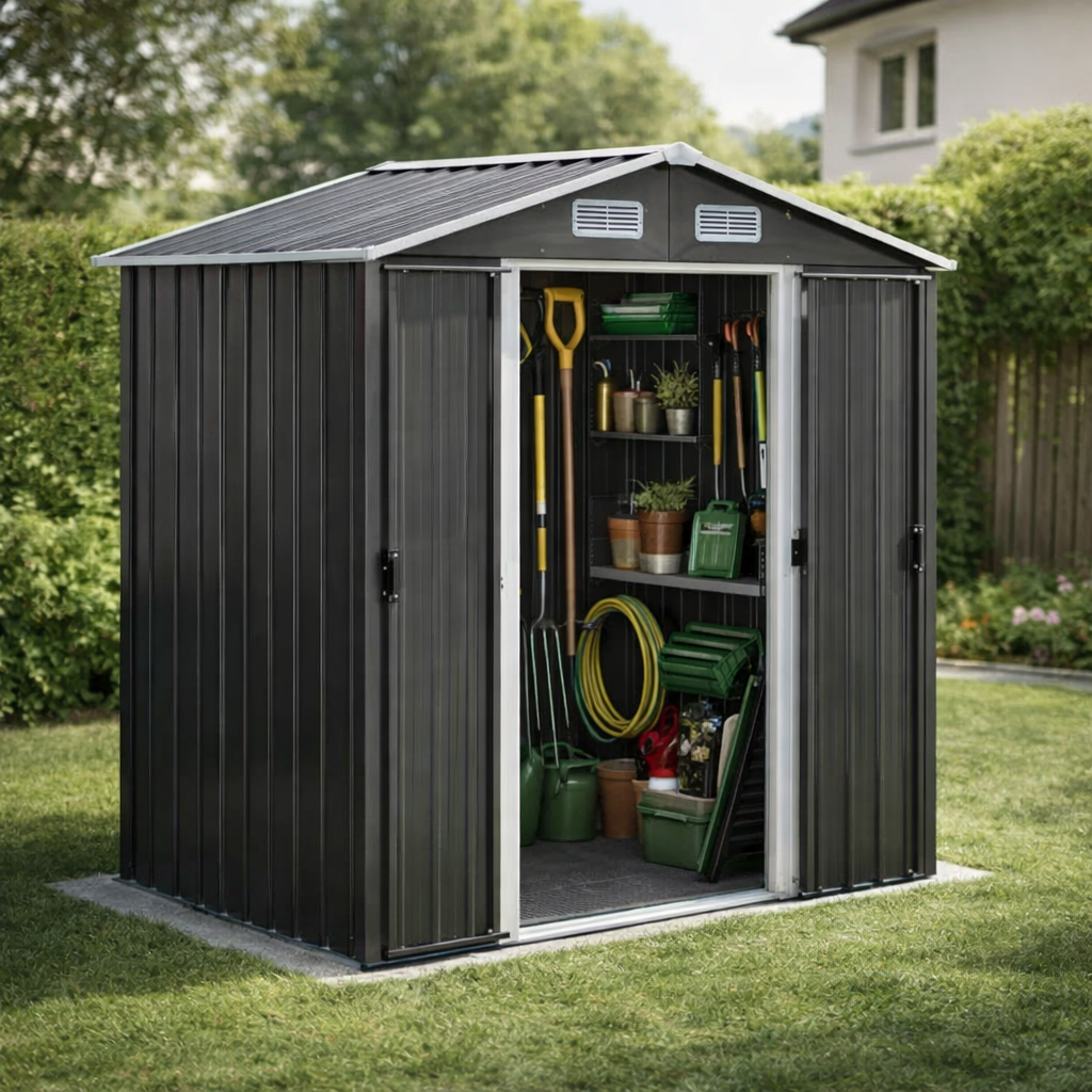 Bodega Exterior Para Jardin De Acero 183x119x186 cm Puertas Corredizas-4