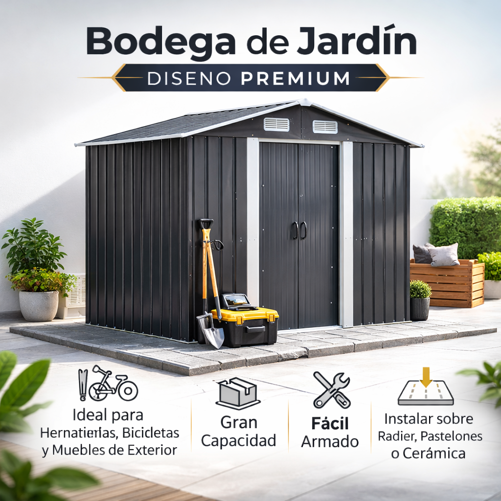 Bodega Exterior Para Jardin De Acero 183x119x186 cm Puertas Corredizas-6