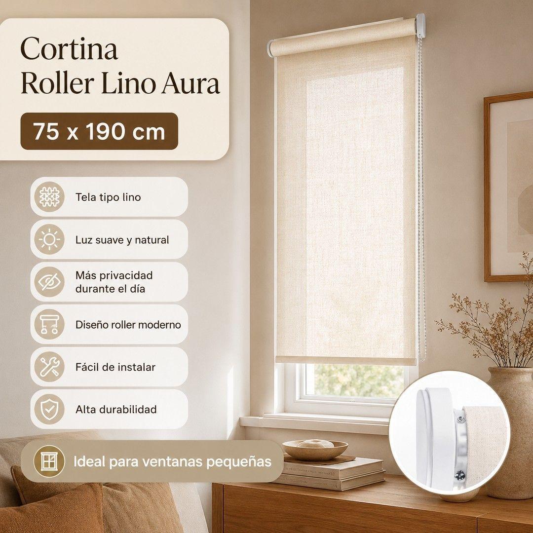 Cortina Roller Lino Aura 75x190 cm  para Ventanas Angostas Dormitorio u Oficina-7