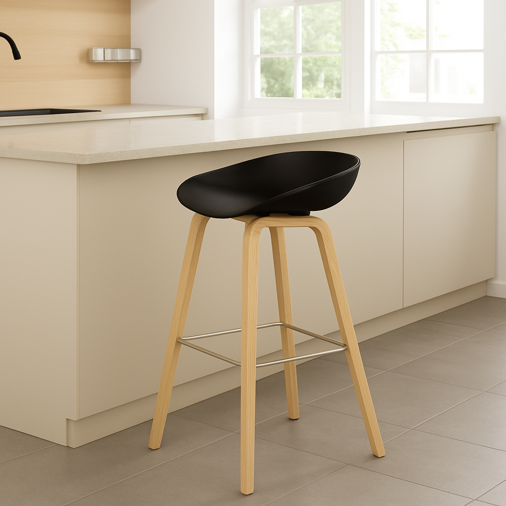 Juego de 4 Taburetes Nórdicos Negros – Modernos, Estables y Ideales para Cocina o Barra-2