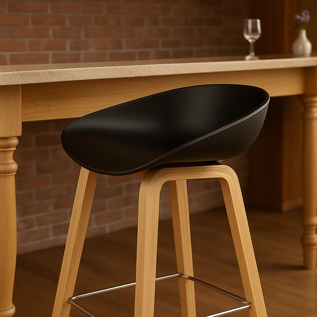 Juego de 4 Taburetes Nórdicos Negros – Modernos, Estables y Ideales para Cocina o Barra-3