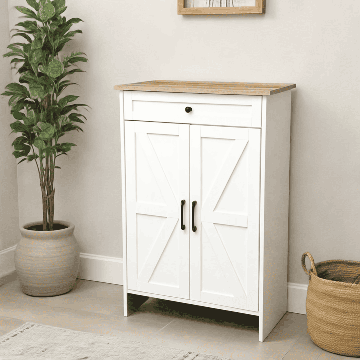 Mueble Zapatero Nordico Color Madera Natural 22 Zapatos Blanco-4