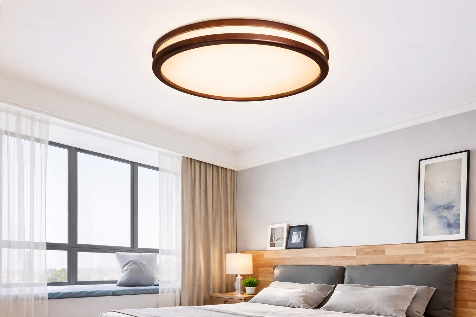 Luminaria Techo LED Saiph 48W 4000lm Madera Oscura Control Remoto-5