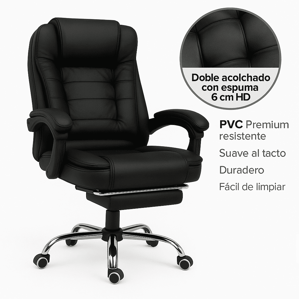 Silla De Oficina Giovanni Egonomica Gerencial Reclinable Marrón Cuero Sintético-2