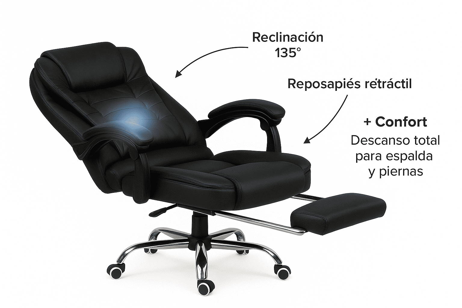 Silla De Oficina Giovanni Egonomica Gerencial Reclinable Marrón Cuero Sintético-3