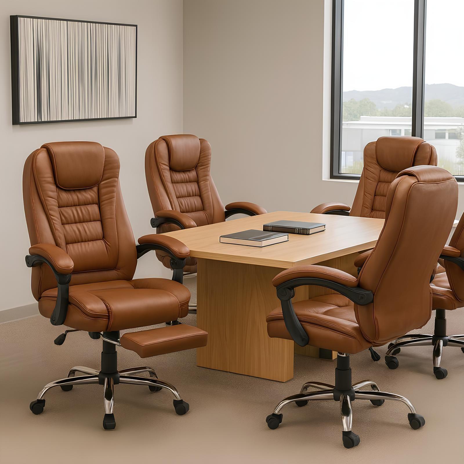 Silla De Oficina Giovanni Egonomica Gerencial Reclinable Marrón Cuero Sintético-6