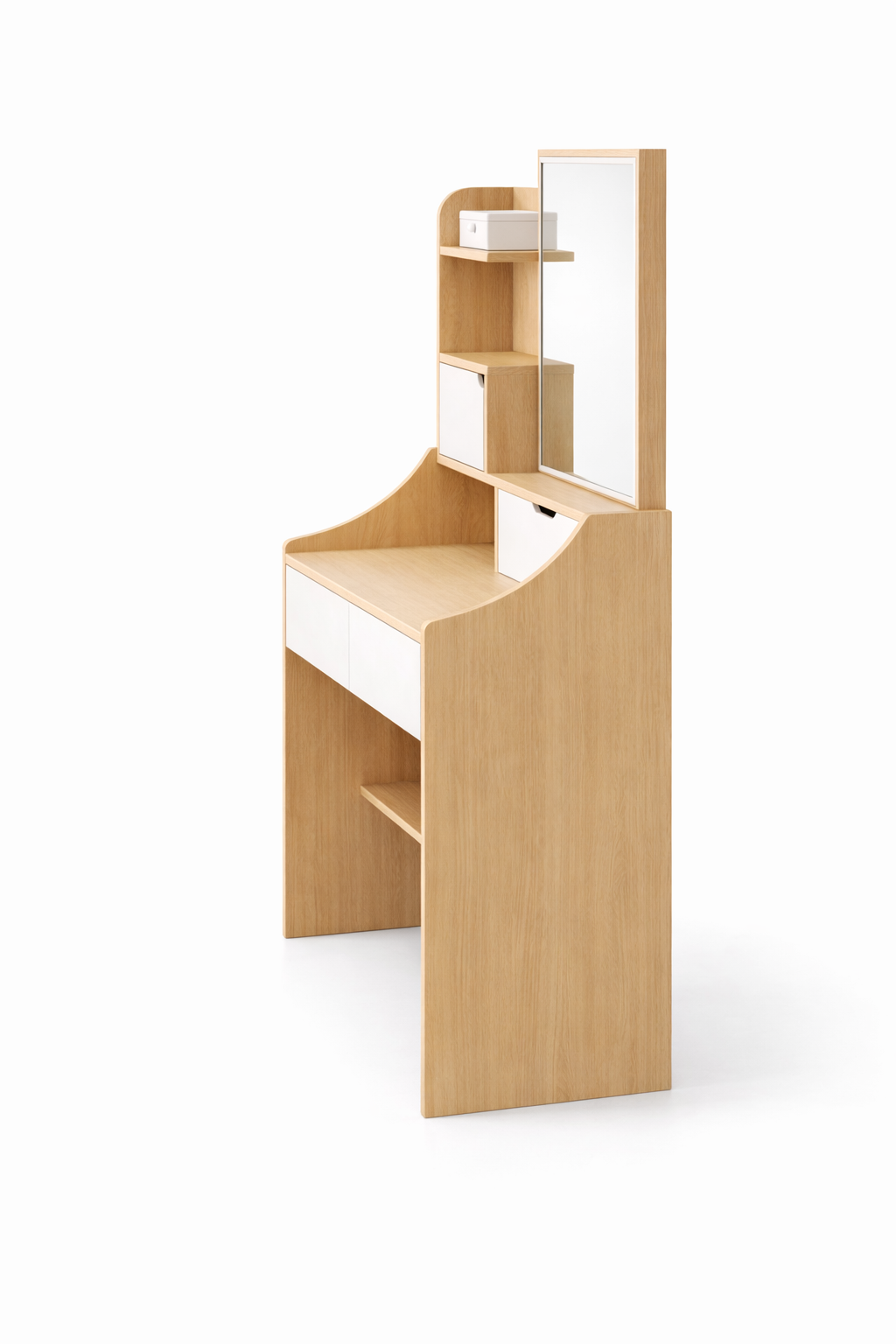 Tocador Maquillaje 80x40x130 cm Blanco Madera con Espejo-2