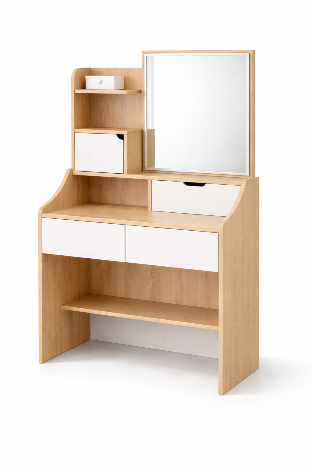 Tocador Maquillaje 80x40x130 cm Blanco Madera con Espejo-4