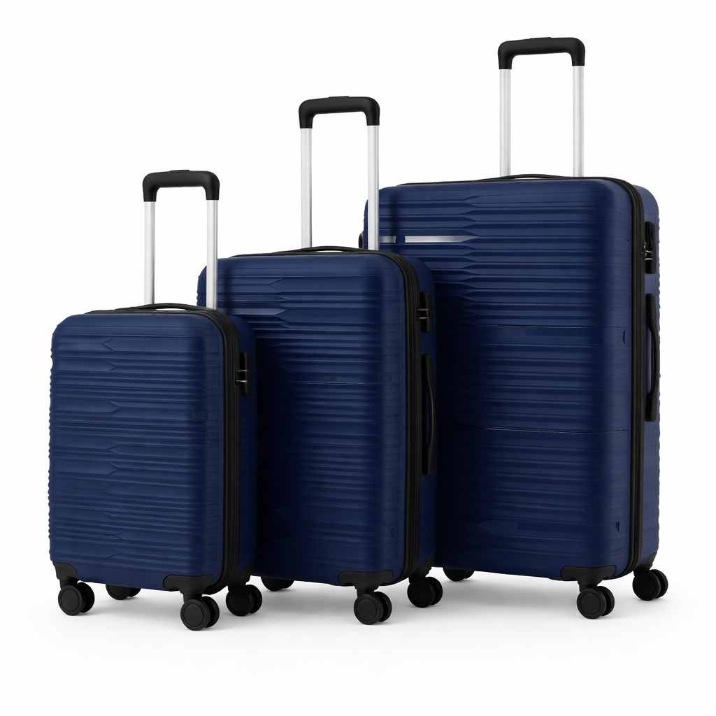 Set Maletas Rigidas Duraline Azul 3 Piezas Ruedas 360 Cerradura-1