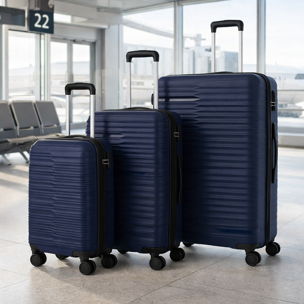 Set Maletas Rigidas Duraline Azul 3 Piezas Ruedas 360 Cerradura-2