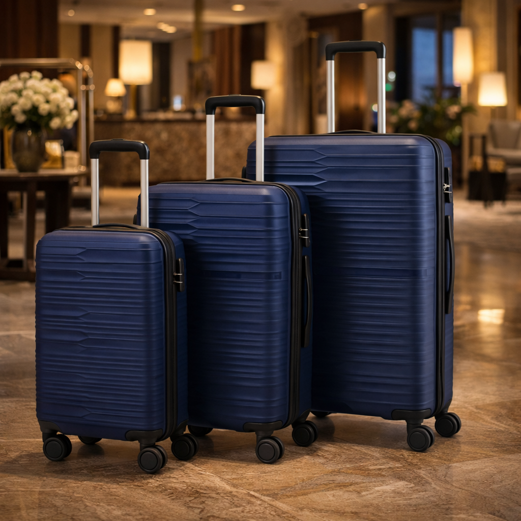 Set Maletas Rigidas Duraline Azul 3 Piezas Ruedas 360 Cerradura-3