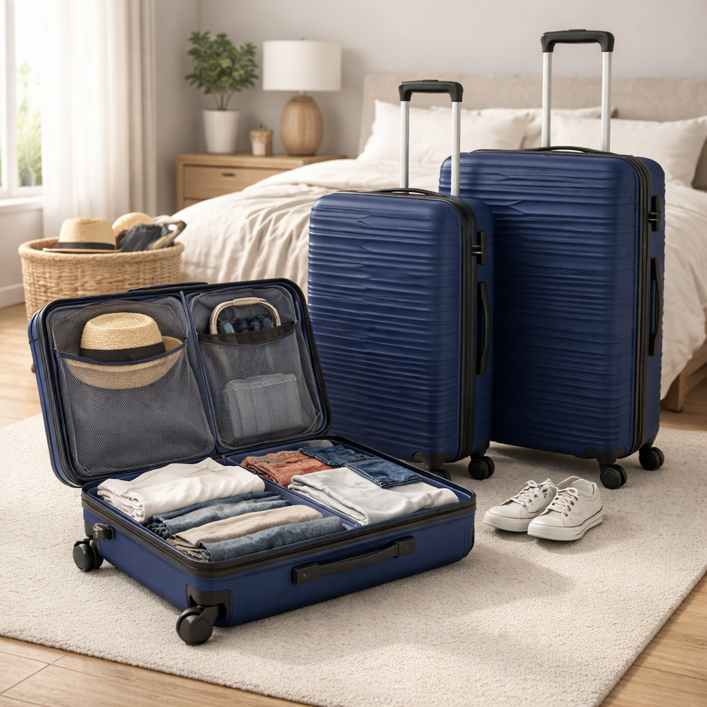 Set Maletas Rigidas Duraline Azul 3 Piezas Ruedas 360 Cerradura-4