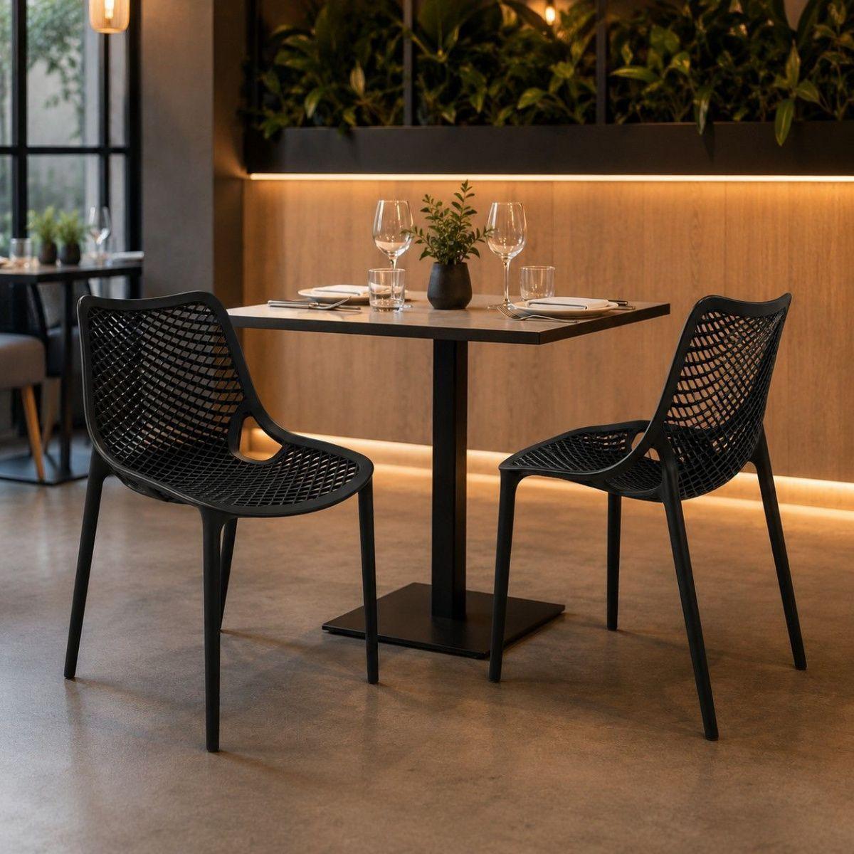 Pack de 2 Sillas Urban Noir Negras de Alta Calidad para Comedor, Terraza, Cafetería o Restaurant-4