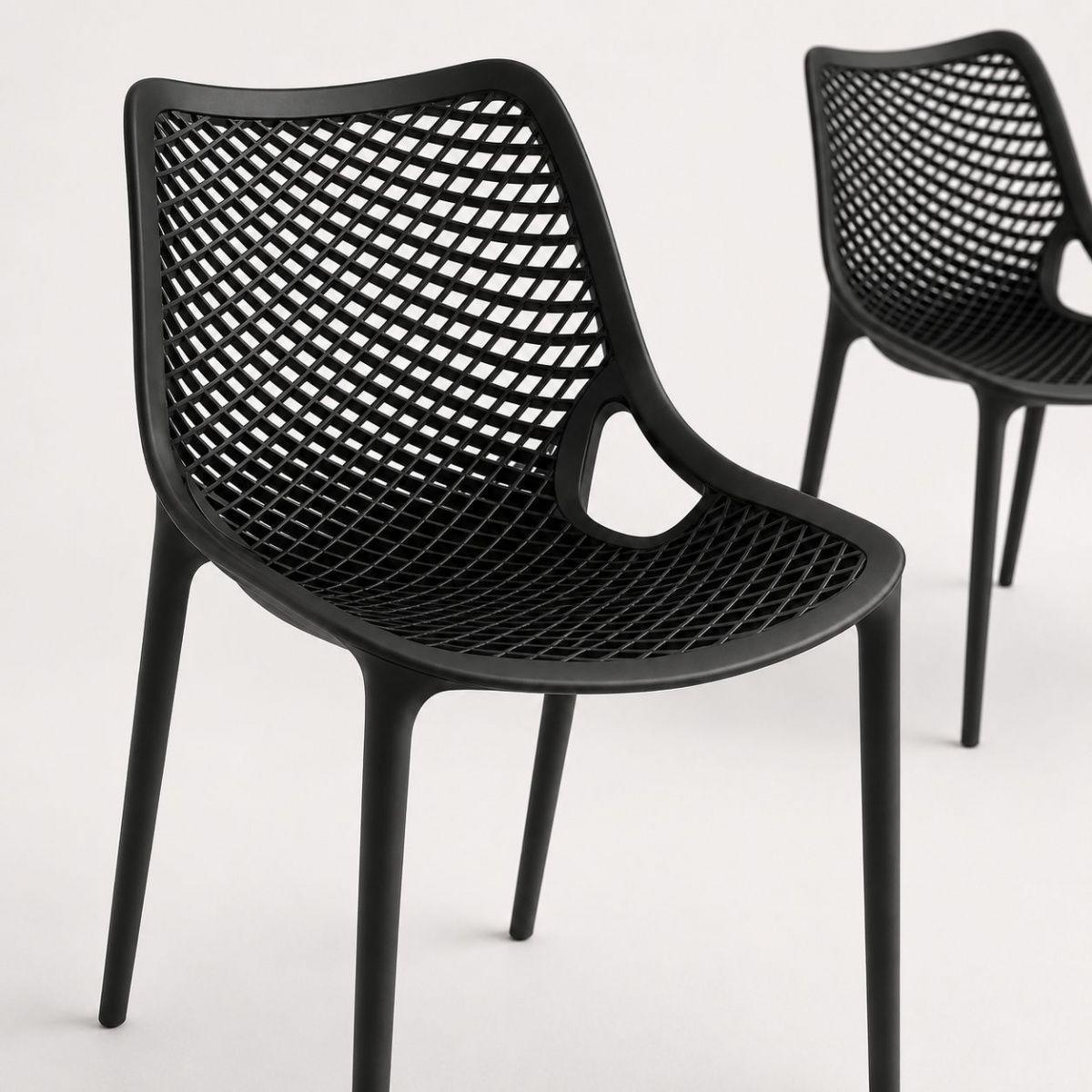 Pack de 2 Sillas Urban Noir Negras de Alta Calidad para Comedor, Terraza, Cafetería o Restaurant-5