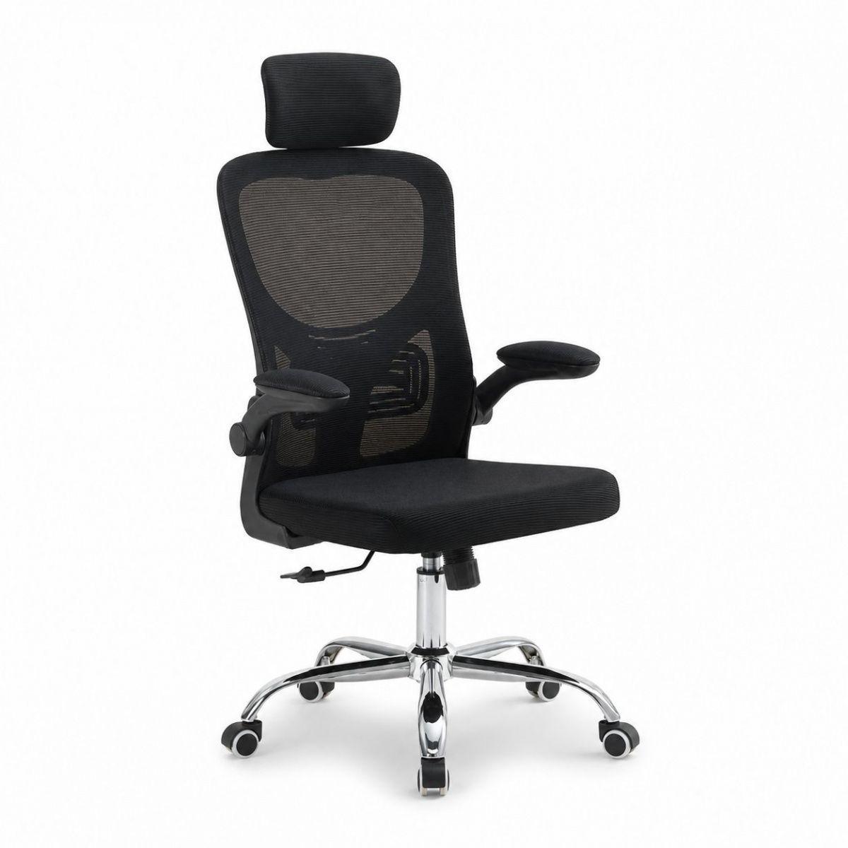 Silla De Oficina Negra Con Respaldo De Malla Y Soporte Lumbar-3