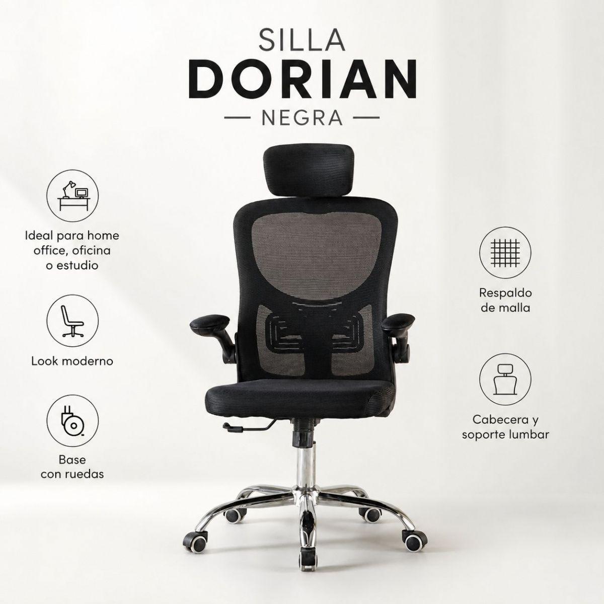Silla De Oficina Negra Con Respaldo De Malla Y Soporte Lumbar-7