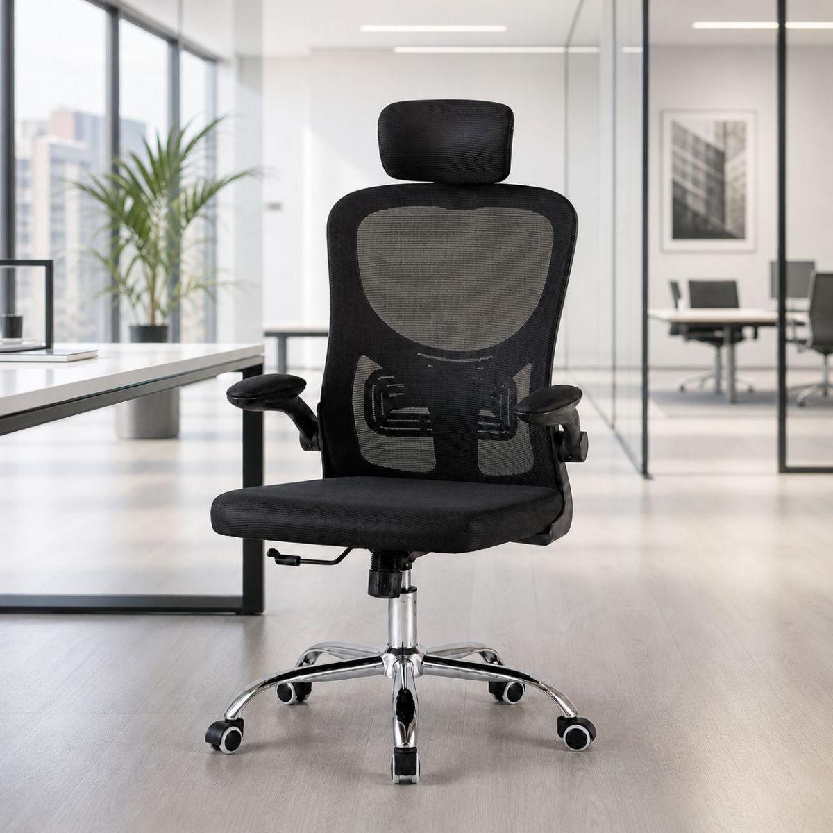 Silla De Oficina Negra Con Respaldo De Malla Y Soporte Lumbar-8