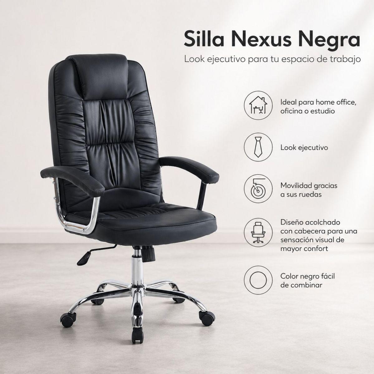 Silla Ejecutiva Negra Acolchada Para Un Espacio Más Profesional-3
