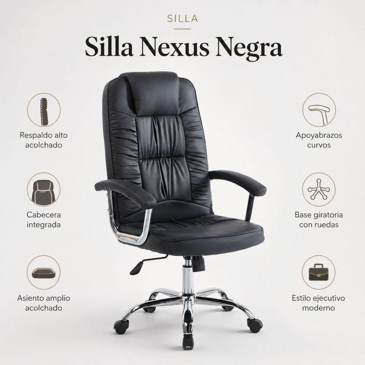 Silla Ejecutiva Negra Acolchada Para Un Espacio Más Profesional-4