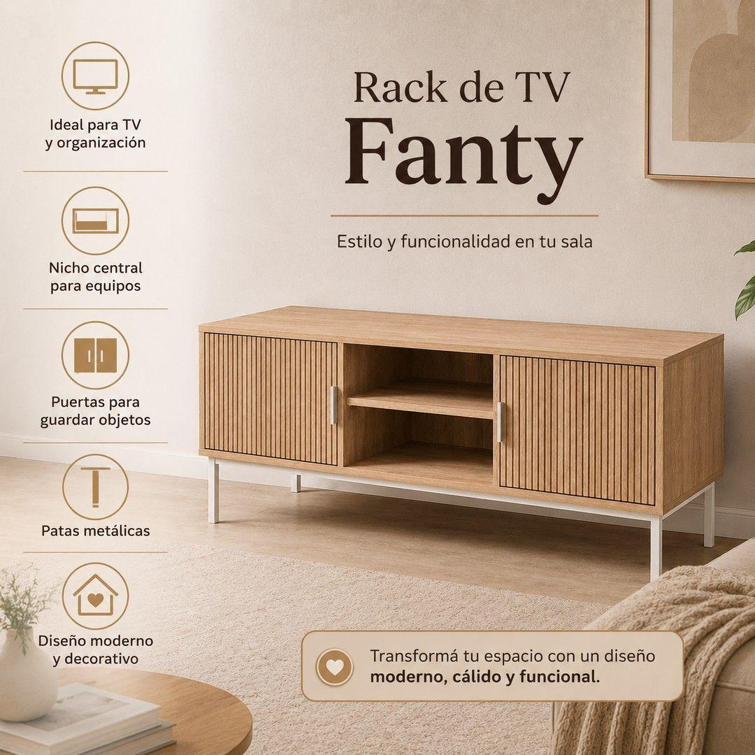 Rack de TV Fanty 120 cm con Puertas Ranuradas y Nicho Central-7