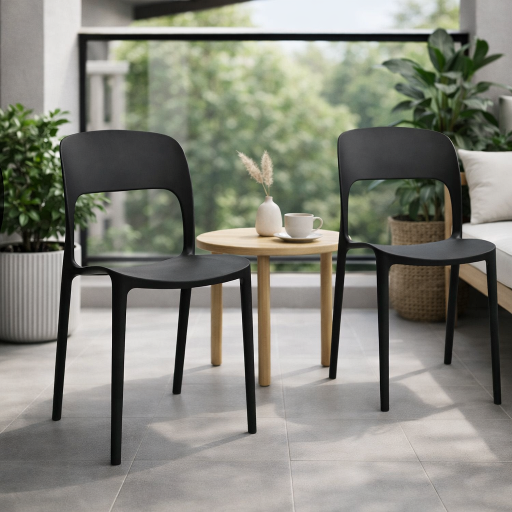 2 Sillas Modernas Negras 43x41x83 Cm Para Comedor Terraza-4