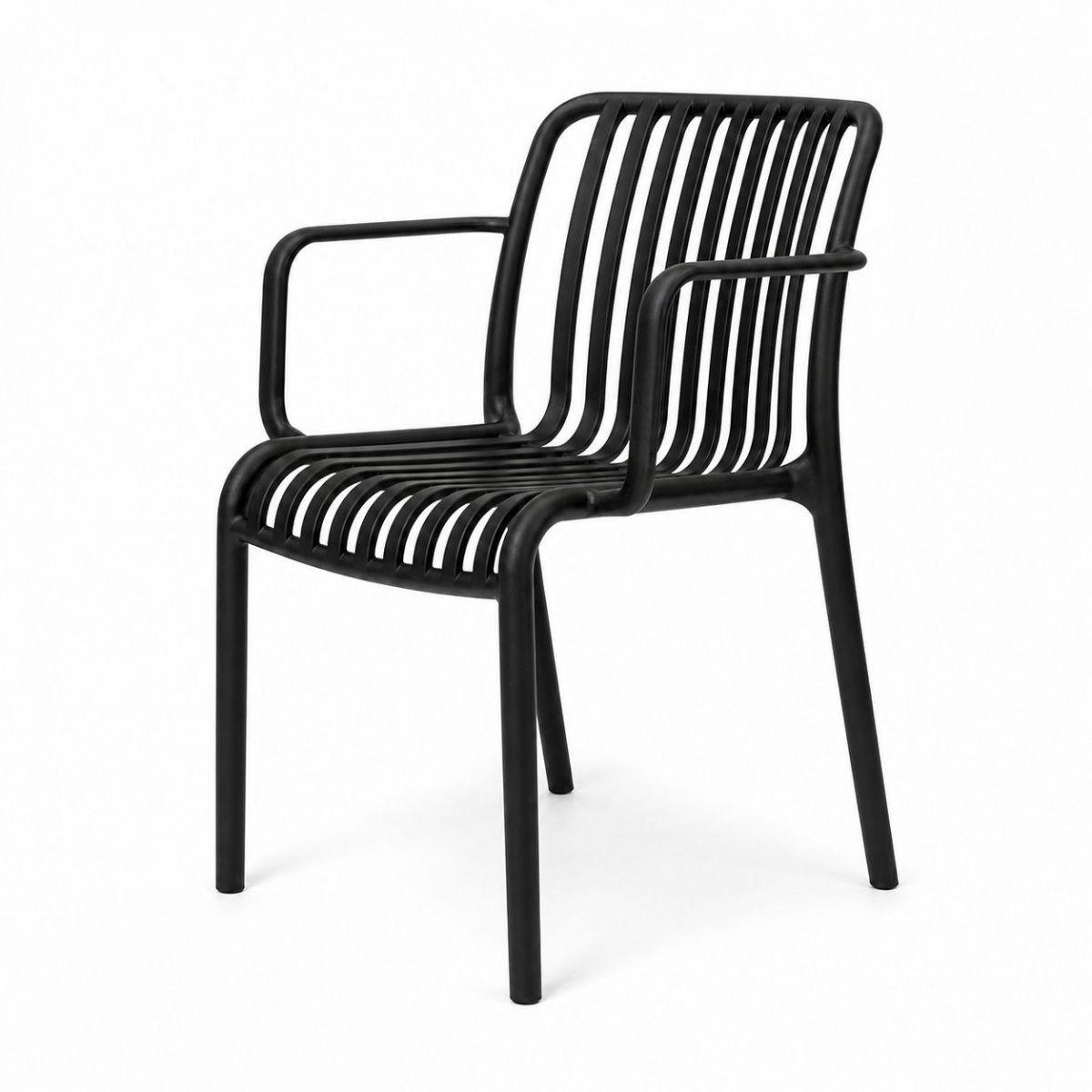 Pack 2 Sillas Terraza Negras Con Brazos Diseño Moderno-6