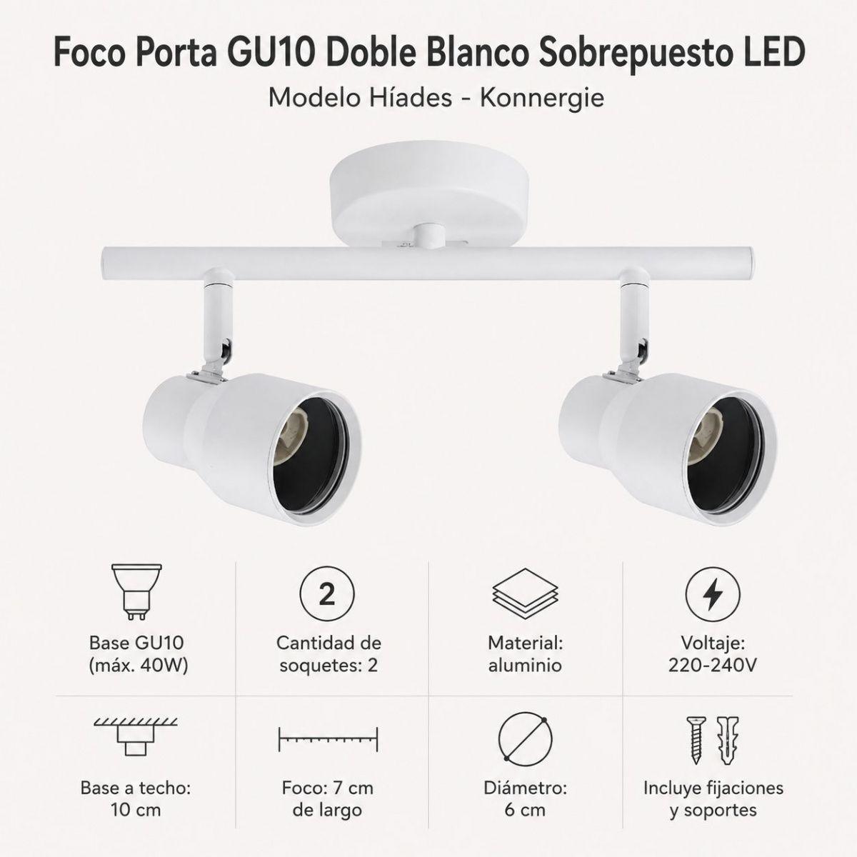Aplique Doble Blanco Sobrepuesto GU10 Modelo Híades-3