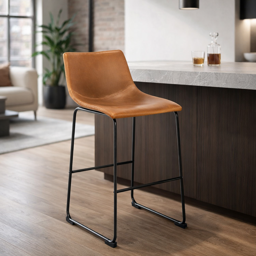 Taburete Cocina Barra Cuero Pu Caramel 48x49x94 Cm-3