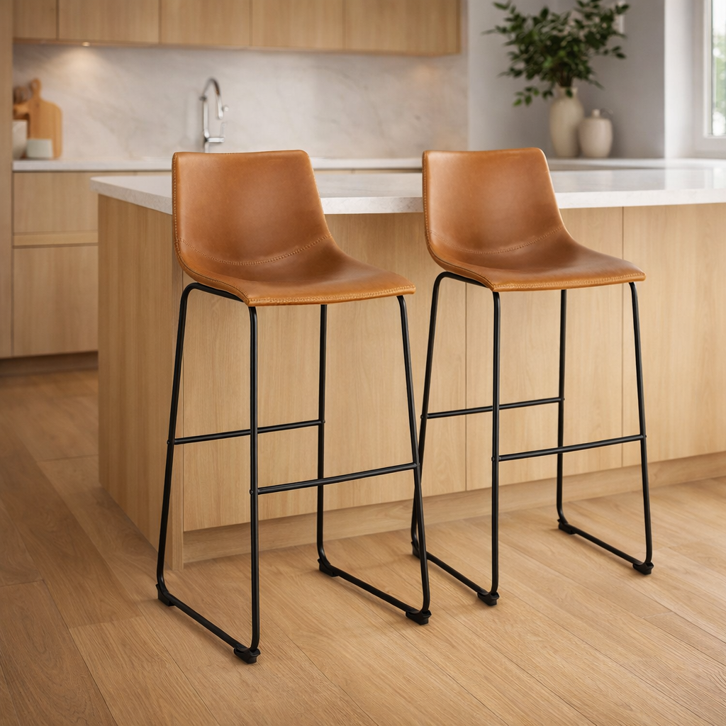 Taburete Cocina Barra Cuero Pu Caramel 48x49x94 Cm-4