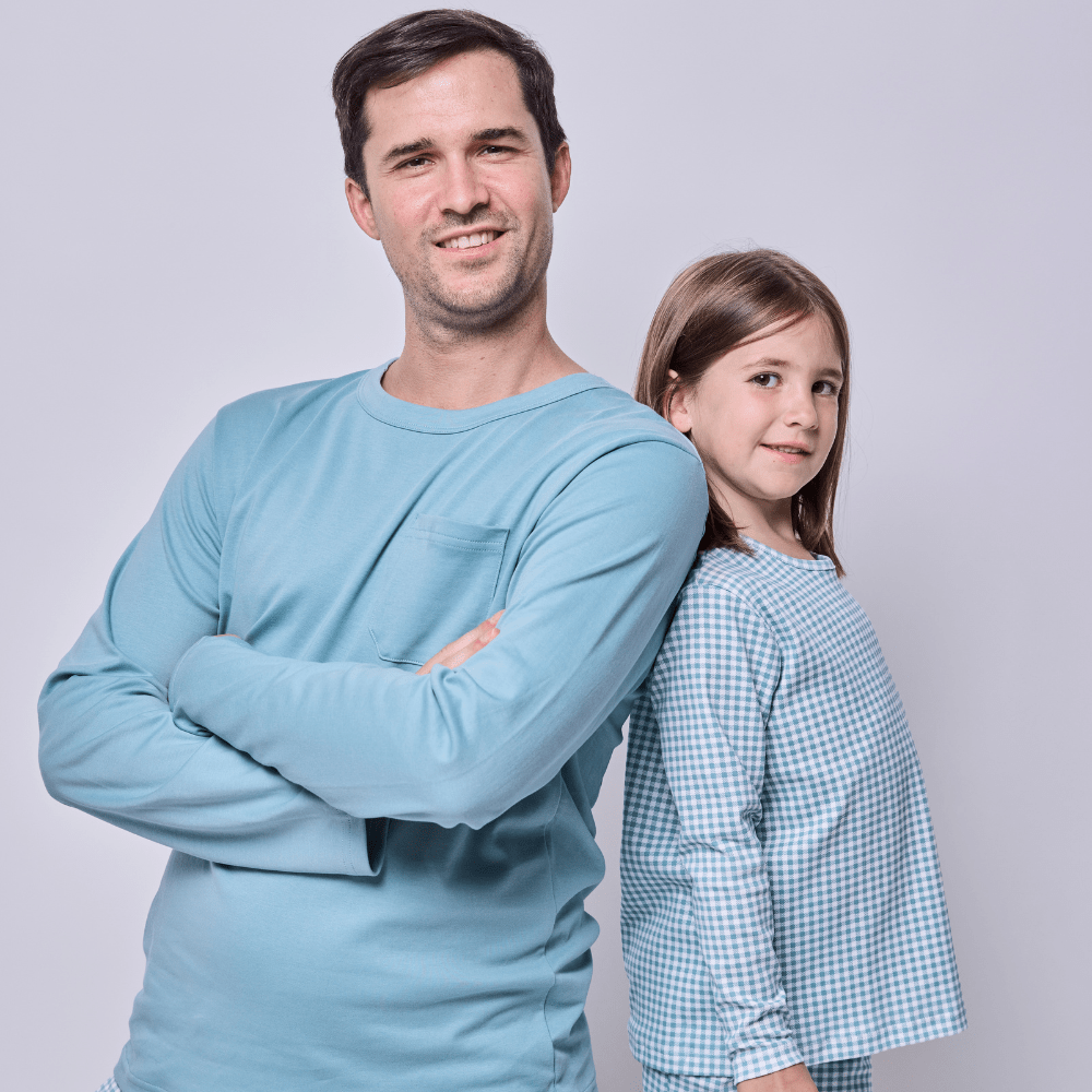 Pijama hombre manga larga vichy verde algodón pima-2