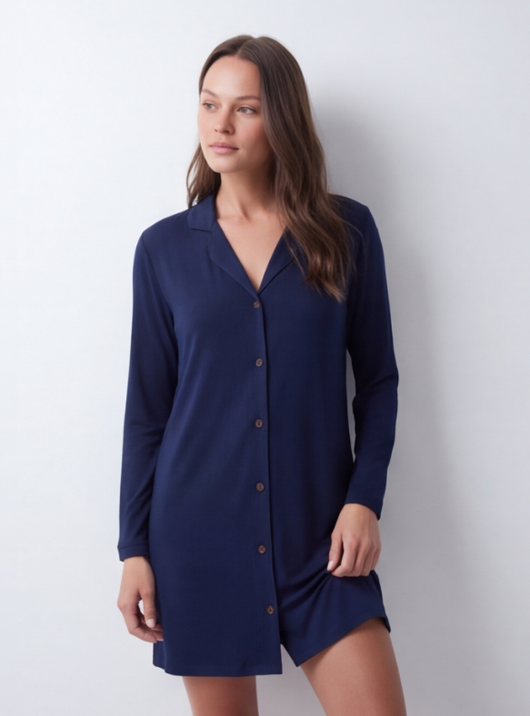 Camisa de dormir corta azúl mujer-0