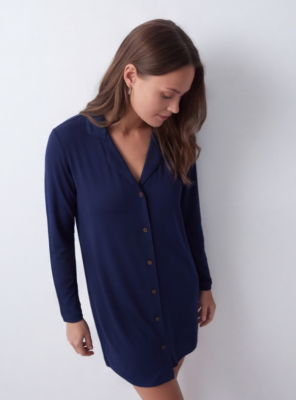 Camisa de dormir corta azúl mujer-2