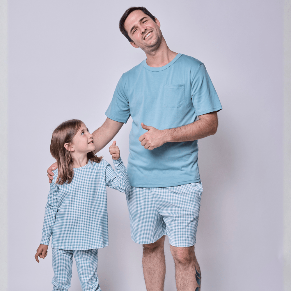 Pijama hombre corto vichy verde algodón pima-2