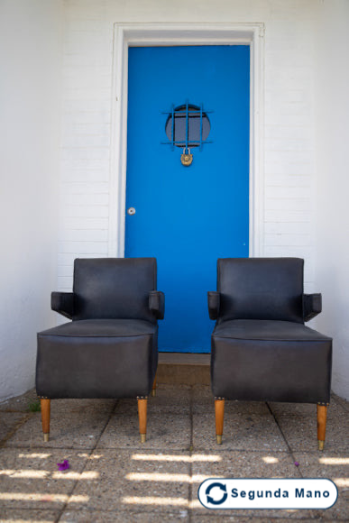 Butacas Negras Cuerina-0