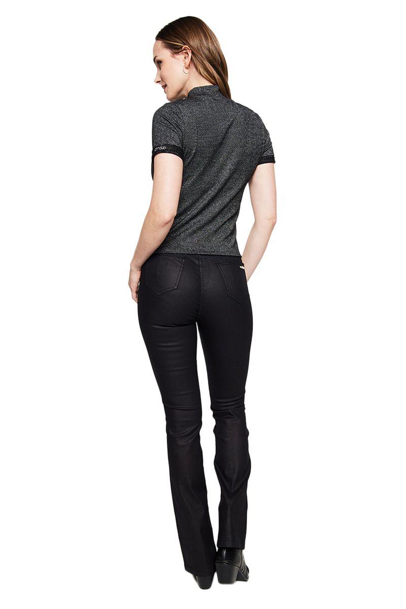 Polera Mujer Manga Corta Beatle 4381 Negra Amalia Jeans-1